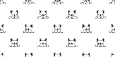 Köpek sorunsuz Fransız buldozer vektör eşarp izole karikatür tekrar döşeme beyaz duvar kağıdı arka plan illüstrasyon