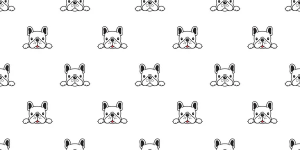 Dog Seamless Pattern French Bulldog Vector Scarf Isolated Cartoon Repeat — Stock Vector