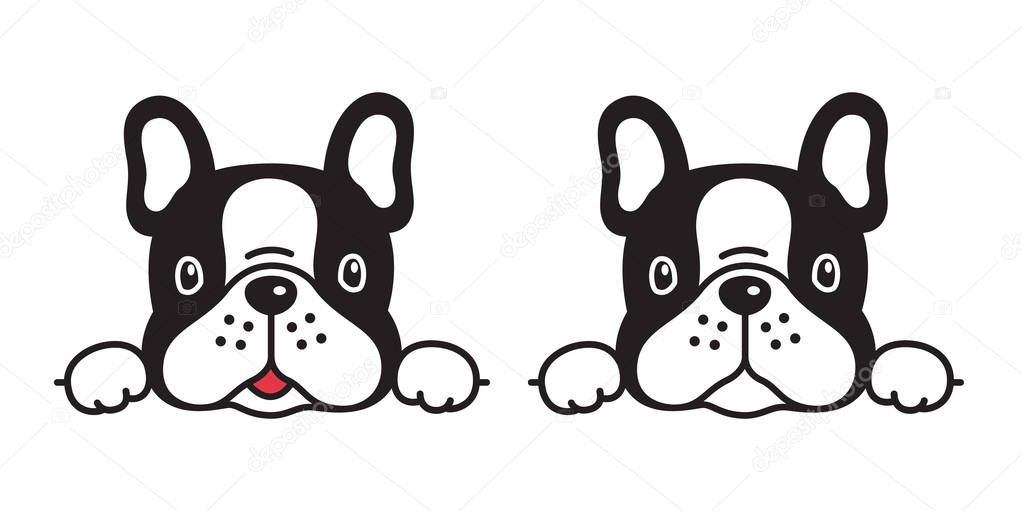 Dog vector french bulldog icon character cartoon puppy smile logo illustration symbol doodle black