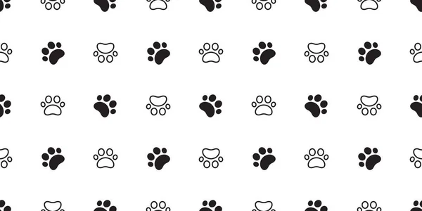 Dog Paw Seamless Vector Footprint Pattern Kitten Puppy Tile Background — Stock Vector