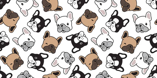 Köpek seamless modeli Fransız buldozer vektör eşarp baş köpek yavrusu karikatür döşeme arka plan tekrar duvar kağıdı illüstrasyon izole