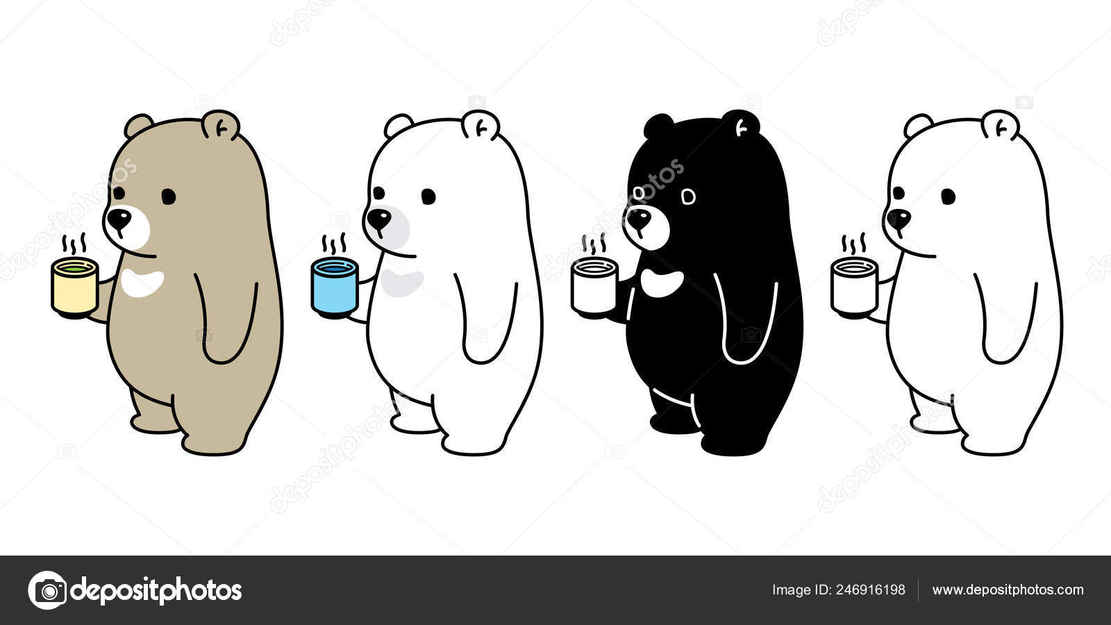 Bear Vector Polar Bear Coffee Tea Cartoon Character Icon Logo Stock Vector C Cnuisin
