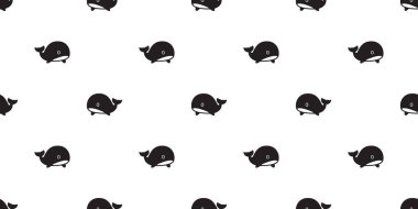 Balina Dikişsiz desen balık vektör köpekbalığı yunus somon izole deniz okyanus çizgi film tekrar duvar kağıdı döşeme arka plan illüstrasyon karalama eşarp