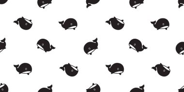 Balina Dikişsiz desen balık vektör yunus köpek balığı somon izole deniz okyanus çizgi film tekrar duvar kağıdı döşeme arka plan illüstrasyon karalama eşarp