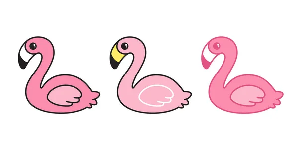 Roze Flamingo Vector Instellen Cute Cartoon Flamingo Collectie Karakter Dierlijke — Stockvector