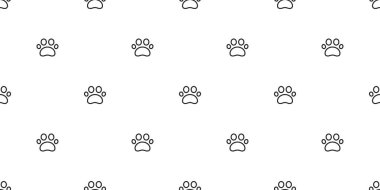 Köpek pençe sorunsuz vektör ayak izi desen kedi köpek yavrusu döşeme arka plan tekrar duvar kağıdı eşarp izole illüstrasyon karikatür beyaz