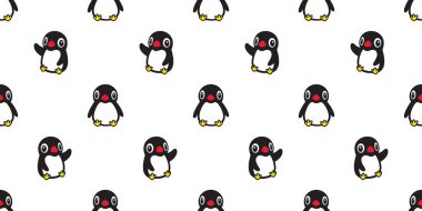 Penguen Dikişsiz desen vektör kuş Somon Balık karikatür eşarp izole kiremit arka plan tekrar duvar kağıdı doodle çizim