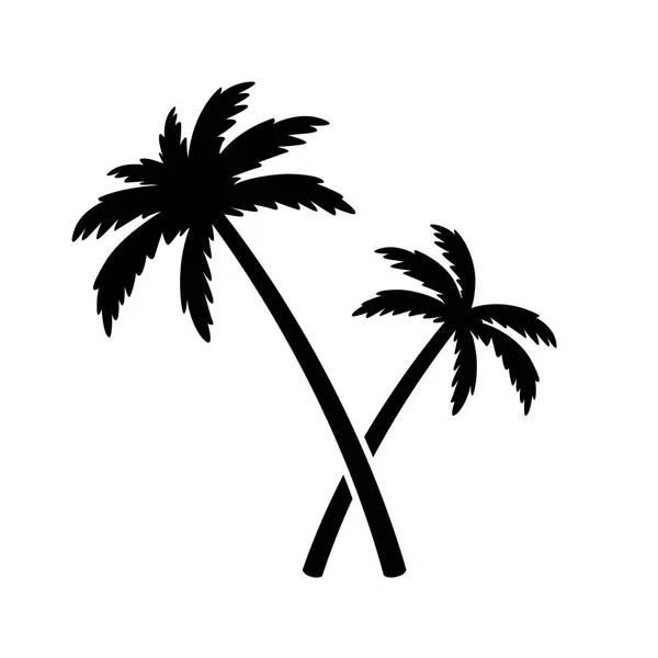 Palm Boom Kokosnoot Boom Pictogram Eiland Logo Oceaan Zomer Tropisch — Stockvector