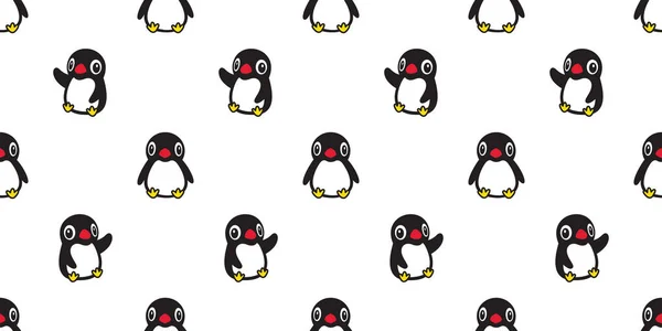 ペンギンのシームレスなパターン ベクトル鳥サーモン魚漫画分離スカーフ タイル背景繰り返し壁紙落書きイラスト — ストックベクタ