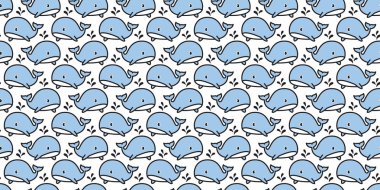 Dikişsiz desen balık vektör yunus köpekbalığı somon eşarp izole okyanus deniz çizgi film tekrar duvar kağıdı döşeme arka plan illüstrasyon karalama mavi balina