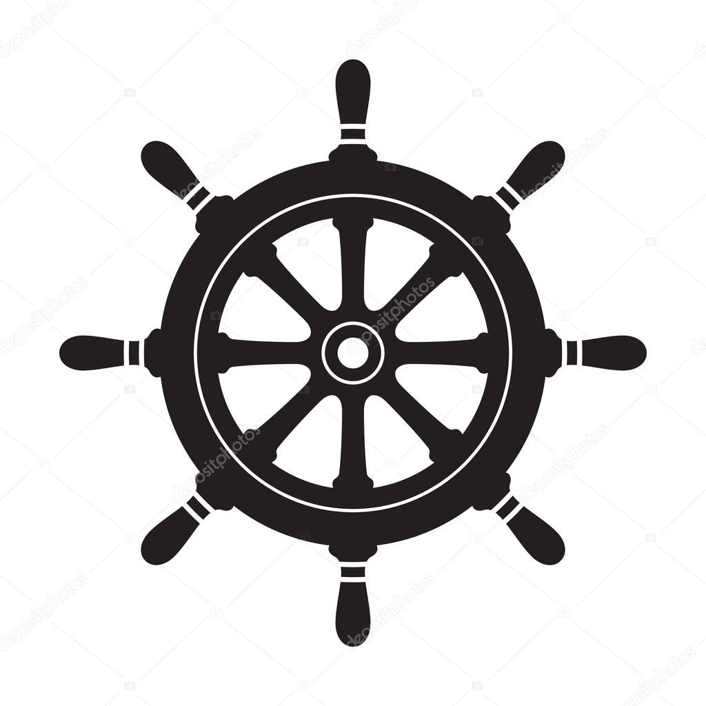 Helm Anchor vector icon logo pirate Nautical maritime ocean sea boat illustration