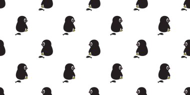 Penguen Dikişsiz desen vektör balık somon kuş çizgi film eşarp izole kiremit arka plan tekrar duvar kağıdı illüstrasyon karalama
