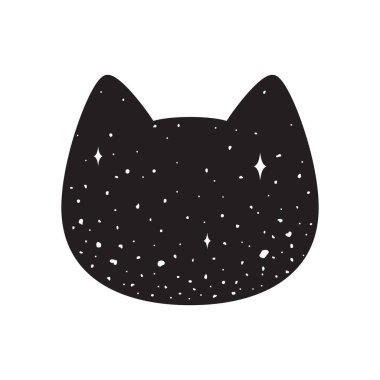 kafa dövme gece gökyüzü illüstrasyon karakter karikatür kedi simge vektör