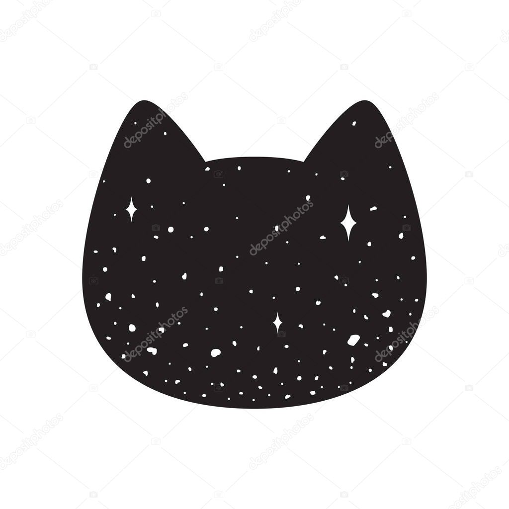cat vector head icon logo kitten calico space night sky tattoo cartoon character illustration