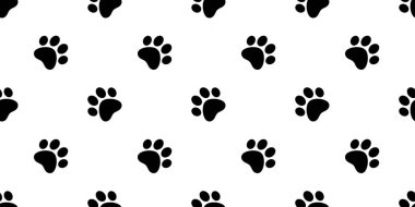 Köpek pençe Dikişsiz desen vektör ayak izi evde beslenen hayvan eşarp izole karikatür kedi tekrar duvar kağıdı döşeme arka planı beyaz
