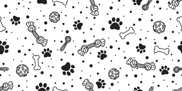 Dog Bone Paw Seamless Pattern Vector Footprint Pet Toy French — Stock Vector