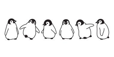 Penguen vektör simgesi logo bebek çizgi film karakteri illüstrasyon simge grafiği doodle