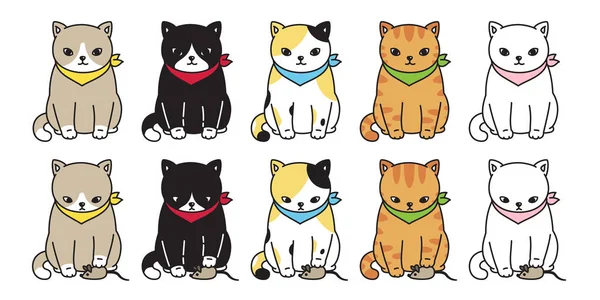 Kočka Vektorové Kotě Kaliko Černou Ikonou Logo Charakter Kreslená Myš — Stockový vektor