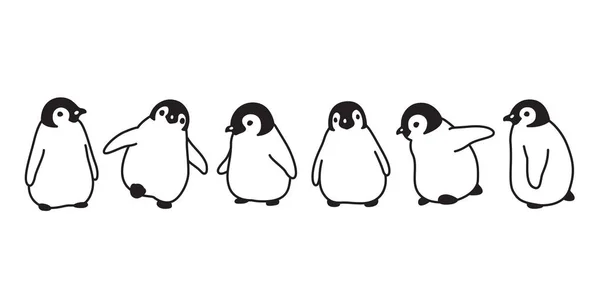 Vetor Pinguim Ícone Logotipo Bebê Desenho Animado Personagem Ilustração Símbolo — Vetor de Stock