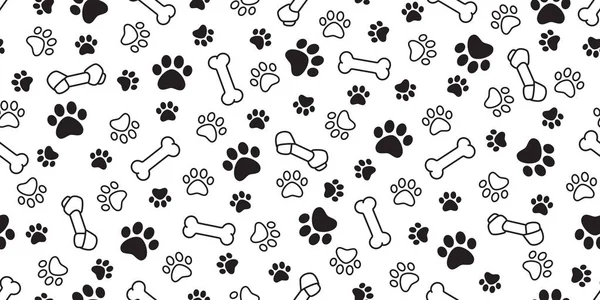 Костная Лапа Собаки Бесшовный Узор Векторный Отпечаток Ноги Домашнего Животного — стоковый вектор
