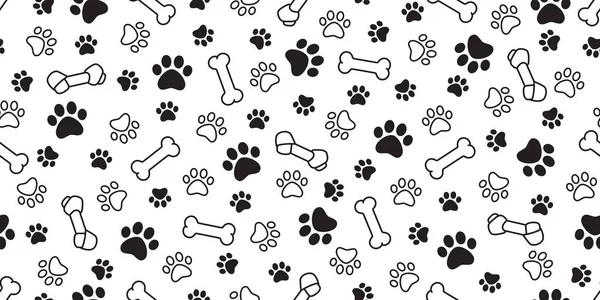 Köpek kemik pençe Dikişsiz desen vektör evde beslenen hayvan ayak izi Fransız buldozer eşarp izole karikatür tekrar duvar kağıdı illüstrasyon döşeme arka planı beyaz