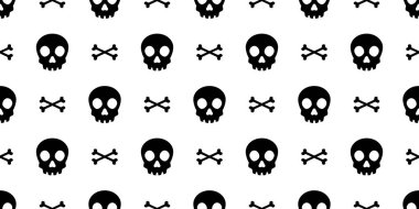 Kafatası ölüm seamless modeli Cadılar Bayramı vektör korsan kemik hayalet eşarp izole kiremit arka plan tekrar duvar kağıdı çizgi film illüstrasyon doodle