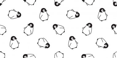 penguen Dikişsiz desen vektör karikatür balık somon kuş karo arka plan tekrar duvar kağıdı eşarp izole illüstrasyon