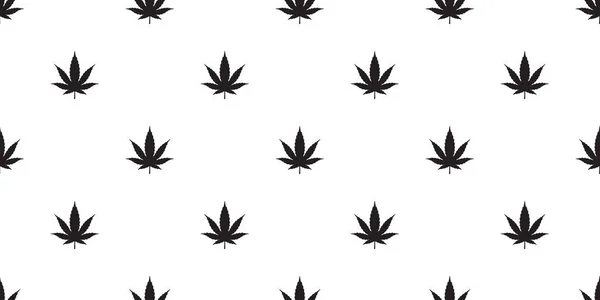 Bezszwowe chusta dachówka marihuana liść na białym tle powtarzać roślina tapeta tło wektor wzór — Wektor stockowy