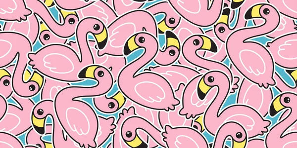 Flamingo dikişsiz desen vektör pembe Flamingoegzotik kuş yaz tropikal karikatür karo arka plan tekrar duvar kağıdı eşarp izole illüstrasyon