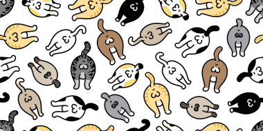 kedi dikişsiz desen vektör kedi yavrusu calico popo pet Cins eşarp izole tekrar duvar kağıdı fayans arka plan