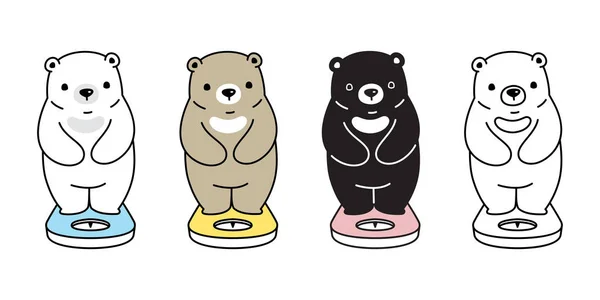 Bear Vektor Isbjörn Ikon Karaktär Tecknad Logo Vägning Skalor Illustration — Stock vektor