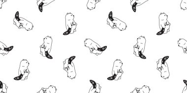 Ayı dikişsiz desen kutup ayısı vektör balık somon karikatür eşarp izole kiremit duvar kağıdı tekrar arka plan illüstrasyon doodle