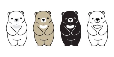 Ayı vektör kutup ayısı simgesi karakter karikatür logosu illüstrasyon teddy doodle