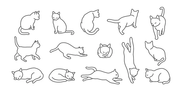 Chat Vecteur Chaton Icône Logo Dessin Animé Personnage Illustration Doodle — Image vectorielle