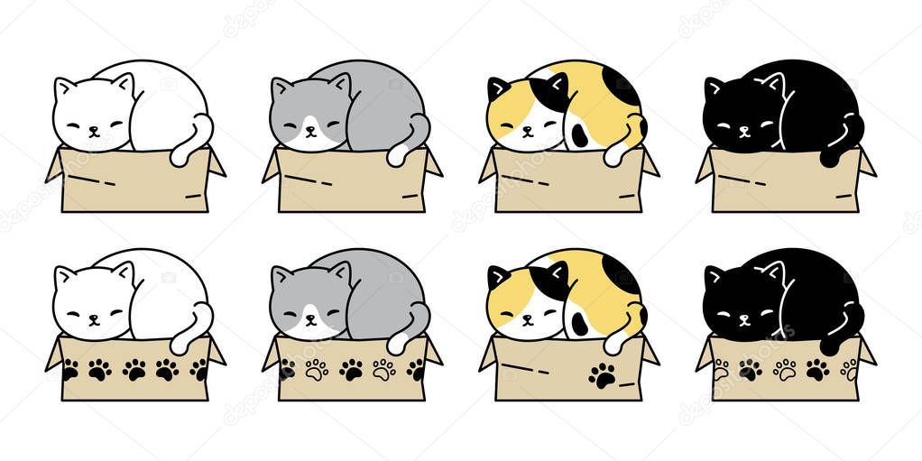 cat vector icon kitten box calico logo character cartoon ginger symbol illustration