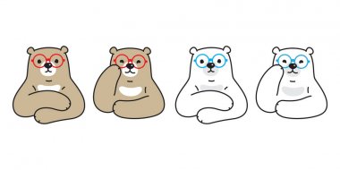 Ayı vektör kutup ayısı simge gözlük karakter karikatür logosu illüstrasyon teddy doodle