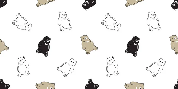 Urso Sem Costura Padrão Polar Urso Vetor Sono Cartoon Cachecol —  Vetores de Stock