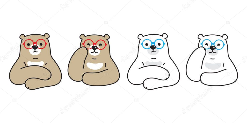 Bear vector polar bear icon glasses character cartoon logo illustration teddy doodle