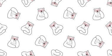 Ayı dikişsiz desen kutup ayısı vektör gözlük karikatür eşarp izole tekrar arka plan karo duvar kağıdı doodle illüstrasyon