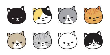 kedi simgesi vektör kedi yavrusu baş calico logo karakter karikatür zencefil sembolü illüstrasyon