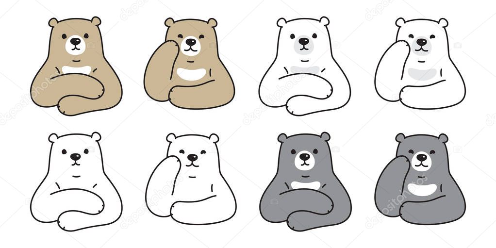 Bear vector polar bear icon cartoon character teddy logo illustration doodle
