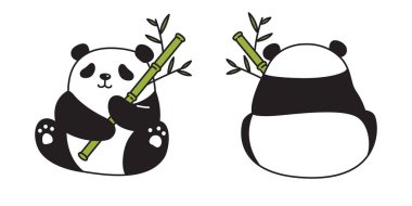 Ayı vektör panda simgesi kutup ayısı bambu gıda logosu oyuncak karikatür karakter sembolü illüstrasyon doodle