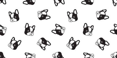 köpek dikişsiz desen vektör fransız bulldog baş köpek yavrusu cins karikatür eşarp izole kiremit arka plan tekrar duvar kağıdı illüstrasyon