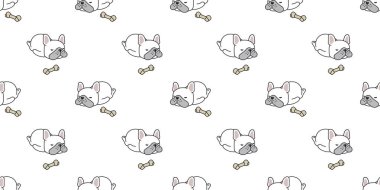 köpek dikişsiz desen vektör fransız bulldog uyuyan kemik karikatür eşarp izole tekrar duvar kağıdı fayans arka plan illüstrasyon doodle