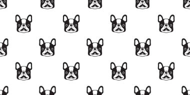 köpek dikişsiz desen vektör fransız bulldog gülümseme karikatür eşarp izole kiremit arka plan tekrar duvar kağıdı illüstrasyon siyah