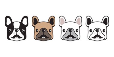 köpek vektör fransız bulldog simgesi logosu gülümseme karikatür karakter köpek ırkı illüstrasyon doodle