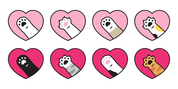 Gato Pata Vetor Ícone Coração Valentine Calico Gatinho Logotipo Personagem —  Vetores de Stock