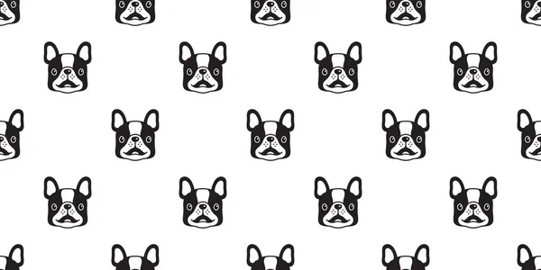 Σκύλος Χωρίς Ραφές Μοτίβο Διάνυσμα Γαλλικό Μπουλντόγκ Χαμόγελο Καρτούν Κασκόλ — Διανυσματικό Αρχείο