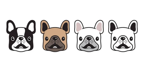 Hond Vector Franse Bulldog Pictogram Logo Glimlach Cartoon Karakter Puppy — Stockvector