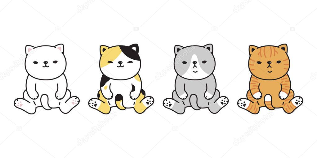 cat icon vector kitten calico logo character cartoon ginger symbol illustration doodle